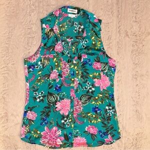 Express Teal and Pink Floral Blouse